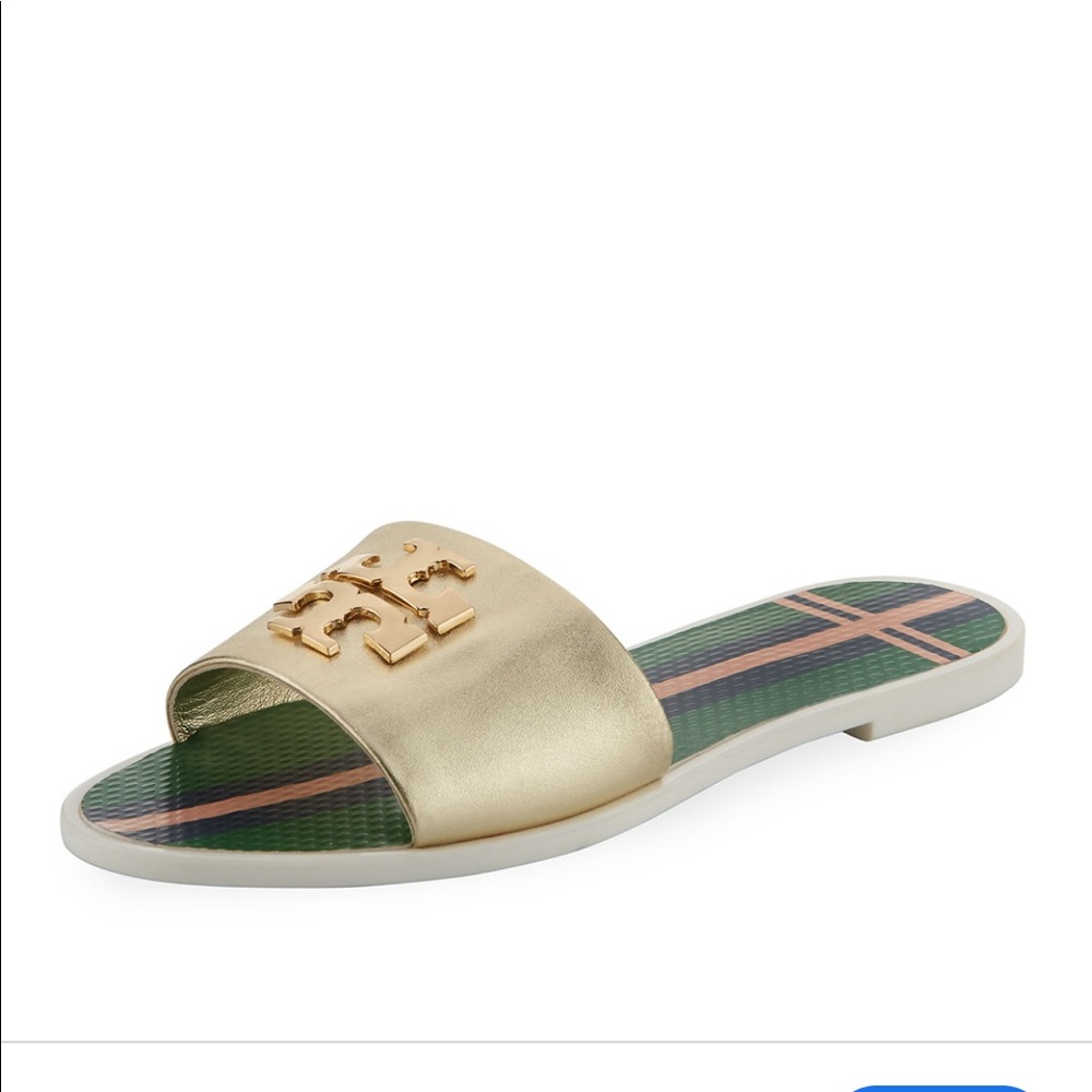 Gold Metallic Women’s Logo Slides Sandals